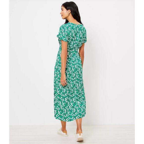 LOFT Green Floral Midi Dress - Picture 11 of 12